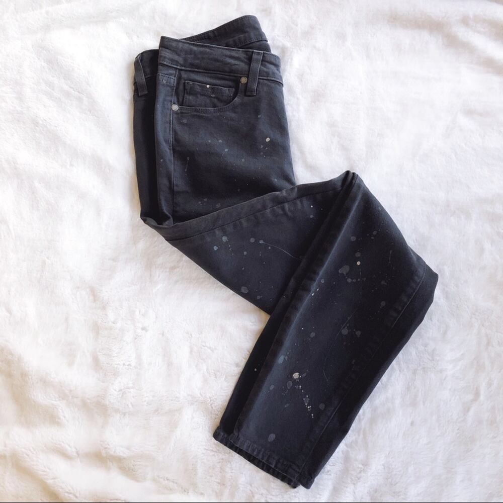 PAIGE Gray Verdugo Ankle Jeans with Splatter Design